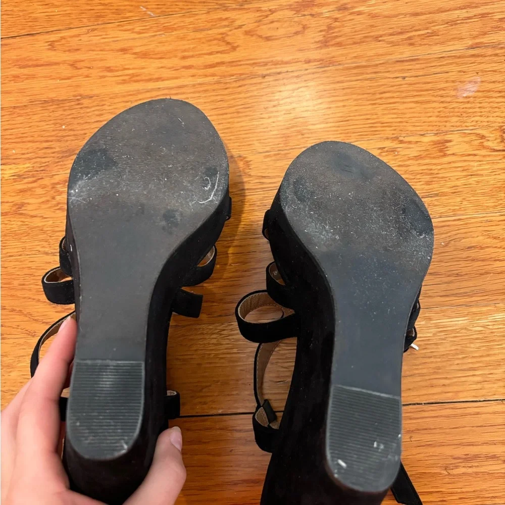 Sold. BP Black Strappy Wedges - Picture 5 of 6